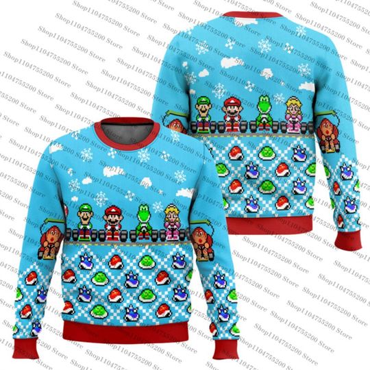 Kart Ugly - Men's Christmas sweater, round neck sweater, long sleeved top, Christmas costume, 2026 new sportswear