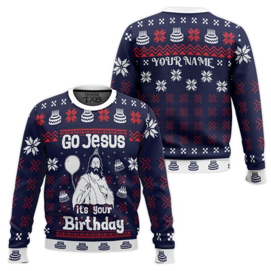 Birthday Boy Jesus Ugly Christmas Sweater Funny Holiday Party Pullover Jumper Plus Size Sweaters for Men Women Xams Gift 2026