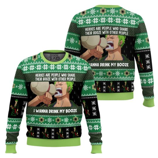 Discover Green Hair Swordsman I Wanna Drink My Booze Ugly Christmas Sweater Funny Holiday Party Pullover Sweater for Men Xmas Gift 2026