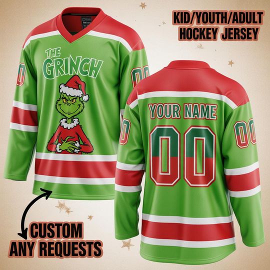 Discover Personalized funny character Christmas Hockey Jersey: Funny Custom Team Shirt