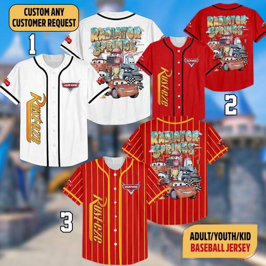 Discover Custom Lightning Baseball Jersey, Mcqueen Baseball Matching, Disney Car Cartoon Gifts For Fan, Birthday Boy Gifts