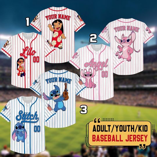 Discover Personalized Disney Lilo And Stitch Baseball Jersey, Custom Kid Youth Adult Disneyland Baseball Jersey, Stitch Jersey, Birthday Gift For Fan