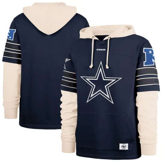 Discover Dallas '47 Split Zone Cornerback Duo Hoodie - Navy