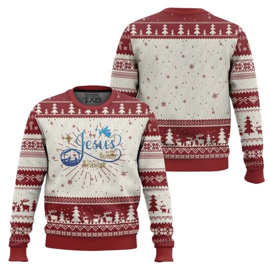 Discover Jesus Birth Scene Religion Christmas Ugly Sweater Religious Art Style Christmas Gift Christian Festival Dressing Round Neck