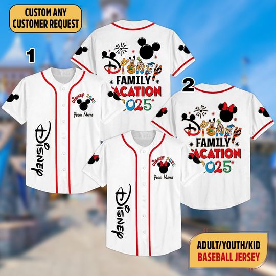 Discover Custom Disney Baseball Jersey Team Matching, Personalized Mickey Mouse Disneyland Jersey, Disney Jersey, Gift for Kids, Baseball Fans Teams
