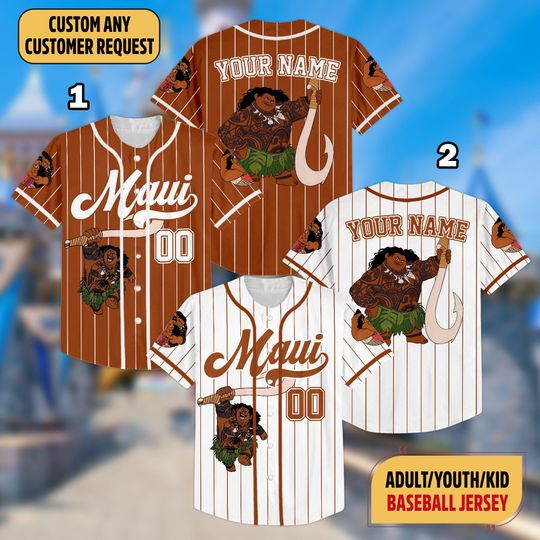 Discover Custom Moana Maui Simple Stripe Jersey, Custom Disney Baseball Jersey, Disney Gift For Kids, Gift For Baseball Fans, Disneyland Jersey 2025