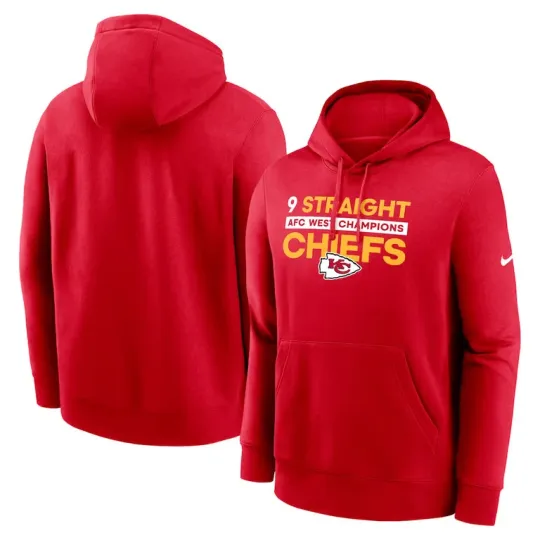 Discover Kansas Nine-Straight AFC West Division Champions Club Pullover Hoodie - Red