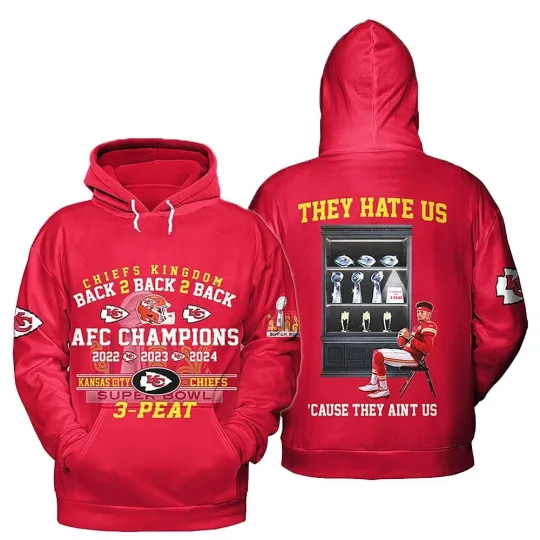 Discover Chiefs Back 2 Back 2 Back AFC Super Bowl Champions 3-Peat Hoodie