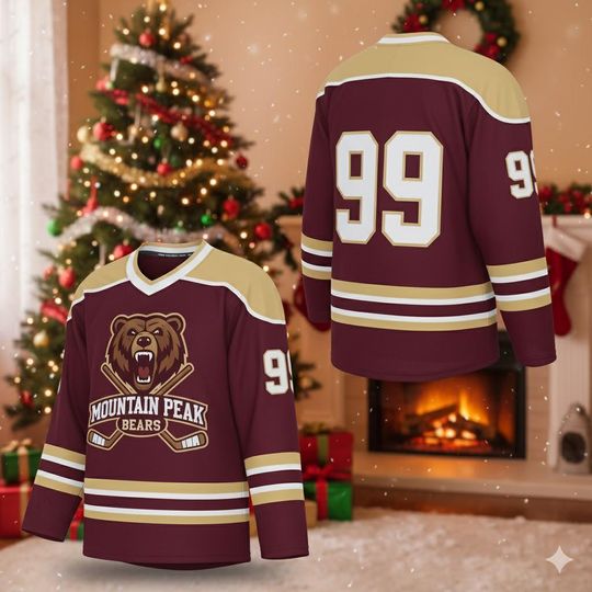 Discover Custom Hockey Jersey - Mountain Peak Bears Team Style | Maroon and Gold Personalized Sports Shirt | Unique Game Day Fan Gear