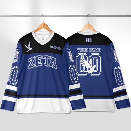Discover Zeta Phi Beta Custom Hockey Jersey - Personalized Greek Letter Sports Shirt