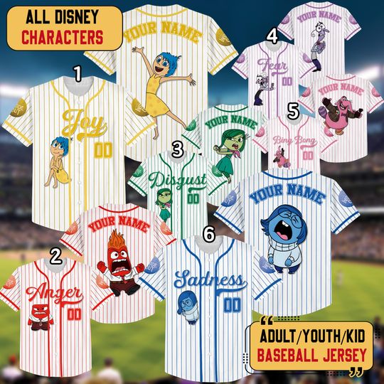 Discover Personalized Disney Inside Out 2 Baseball Jersey, Custom Disneyland Emotions Baseball Jersey, Inside Out 2 Shirt, Inside Out Athletic Jersey