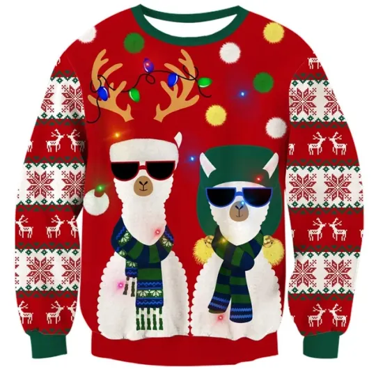 Men's Funny Ugly Christmas Jumper Sweatshirts Casual Long Sleeve Crewneck Pullover Xms Hoodie For Couple Family Match Clothes