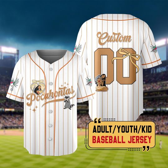 Discover Personalized Disneyland Pocahontas Baseball Jersey, Custom Pocahontas Jersey For Kids, Youth, Adult, Disney Pocahontas Matching Jersey