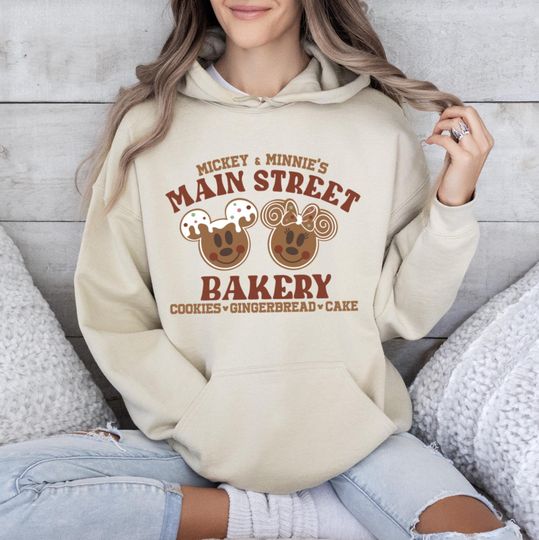 Discover Mickey Minnie Main Street Bakery Hoodie, Christmas Gingerbread Hoodie, Disney Christmas Cookies Tee, Disney Winter Bakery Tee, Disney Gift