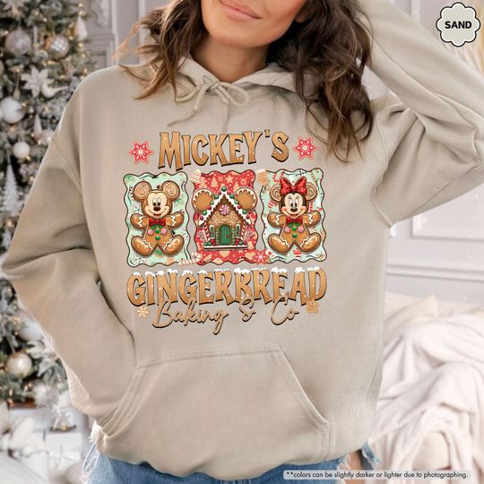 Discover Mickey Minnie Gingerbread Baking Co Hoodie, Disney Christmas Sweatshirt, Disney Baking Crew Gift, Disney Snacks Hoodie, Holiday Bakery Sweat