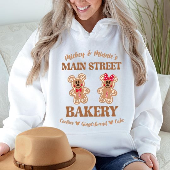 Discover Main Street Bakery Gingerbread Cookies Cakes Hoodie,Gingerbread Hoodie,Mickey And Minnie Gingerbread Hoodi,Disney Christmas Gingerbread Hood
