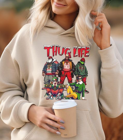 Thug Life Christmas Hoodie, Character Xmas Hoodie, Christmas Character Hoodie, Funny Christmas Thief Hoodie, Christmas Movie Hoodie