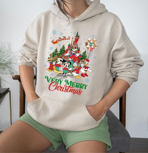 Discover Mickey Mouse Very Merry Christmas Hoodie: Disney Friends Castle Xmas