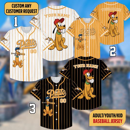 Discover Custom Pluto Baseball Jersey, Mickey And Friends Family Matching Sports, Cute Birthday Gifts For Disney Fans, Disneyland Family Trip 2025