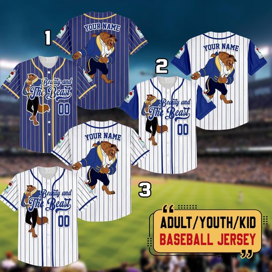 Discover Personalized Disney Beauty and the Beast Prince Baseball Jersey, Custom Disney Game Day Kid Adult Jersey, Baseball Fan Gift, Beast Jersey