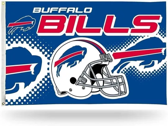 Buffalo Bills Premium 3x5 Feet Flag Banner, Helmet Design, Metal Grommets,...