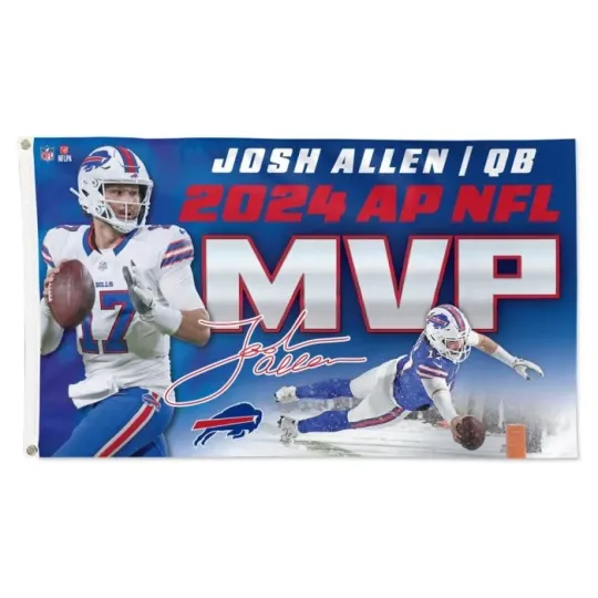 2024 Football MVP Josh Allen Buffalo Bills House Flag