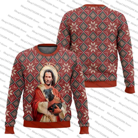 John Wick Funny Ugly Christmas Holiday Sweater Men Women Pullover Round Neck Long Sleeve Top Christmas Clothing 2026 Sweatshirt