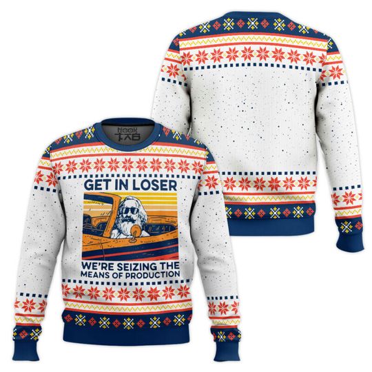 Discover Christmas Ugly Sweater Sickle Hammer Karl Marx Creative Snowflake Festival Pattern Personalized Round Neck Christmas Party