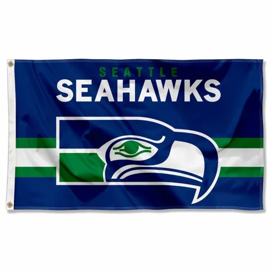 Seattle Seahawks Football House Flag ft Classic Logo Retro Banner