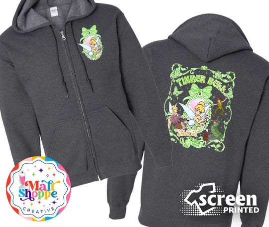 Discover Tinker Bell Tink Coquette Pixie Dust Zip Up Hoodie Jacket Disney World Disneyland Vacation Sweatshirt