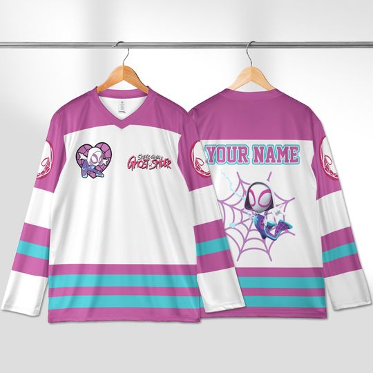 Discover Personalized Ghost-Spider Hockey Jersey, Custom Spidey and His Amazing Friends Shirt, Disney Baseball Team Outfit