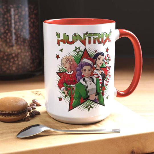 Discover Christmas Huntrix Kpop Demon Hunters Inspired Coffee Mug, Rumi Zoey Mira Design, 11oz, 15oz, Gift for Kpop Fans, Unique Mug, Winter Mug