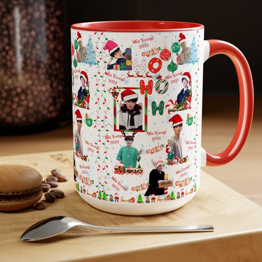 BTS Yoongi Inspired Mug, Christmas Coffee Cup, Kpop Tea Mug, Holiday Yoongi Gift