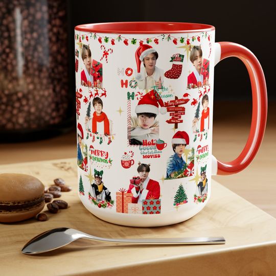 BTS Jin Inspired Christmas Mug, Coffee & Tea Cup, K-pop Holiday Gift
