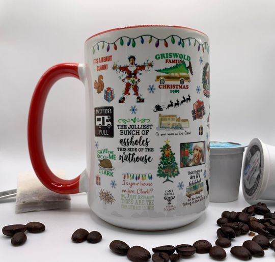 Discover Christmas Vacation mug available in red or green, Christmas mug, Christmas coffee cup, griswold, white available in 11 oz and 15 oz