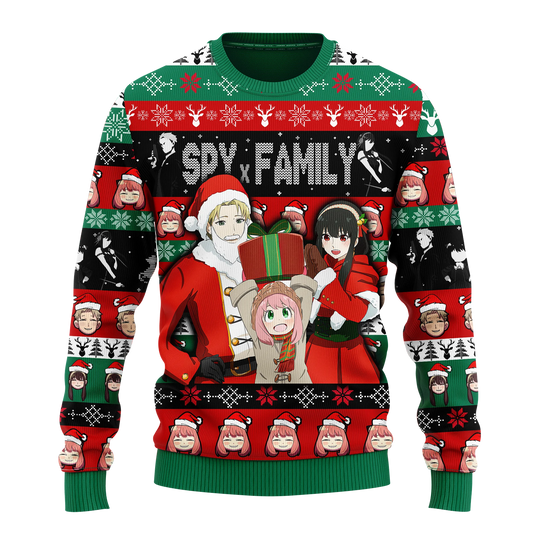 Anime Spy Family Cute Merry Christmas 2026 Autumn and Winter Cartoon Ugly Christmas Sweater Gift Couple Christmas Hoodie
