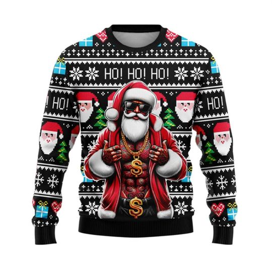 Discover 2026 new high-quality round neck sweater men's long sleeved top ugly Christmas fun high-end clothing fashionable and comfortable