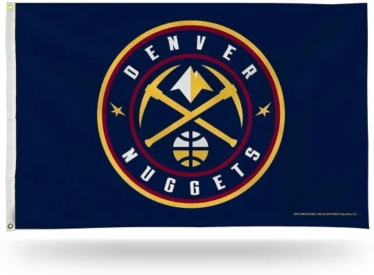 Discover Denver Nuggets Feet Flag Banner with Logo Design and Metal Grommets