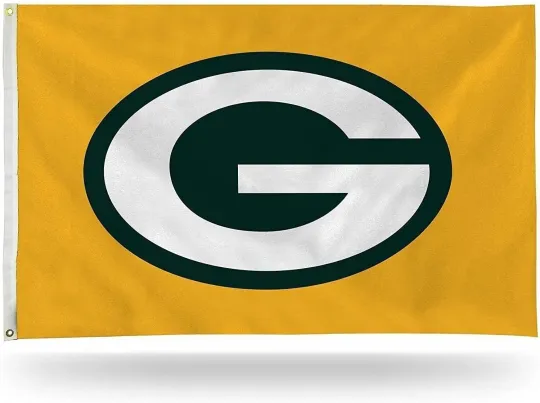 Green Bay Packers Feet House Flag Banner with Yellow Background and Metal Pole