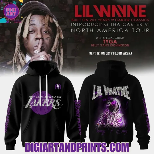 Introducing Tha Carter VI Tour 2025 Lil Wayne x L@kers Hoodie, Gift For Fans
