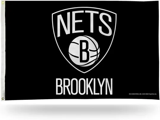 Discover Brooklyn Nets Feet House Flag Banner with Logo Design and Metal Grommets