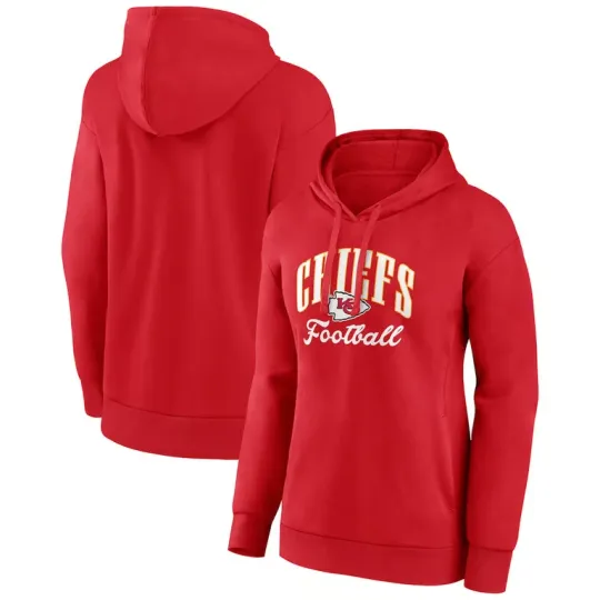 Discover Kansas Fanatics Women's Team Logo Victory Script Pullover Hoodie - Red