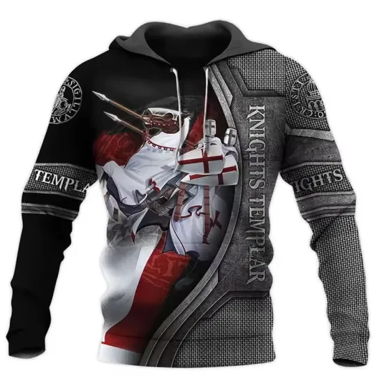 Discover 3D Battle Armor Hoodie for Men Viking Knight Print Pullover Casual Sweatshirt