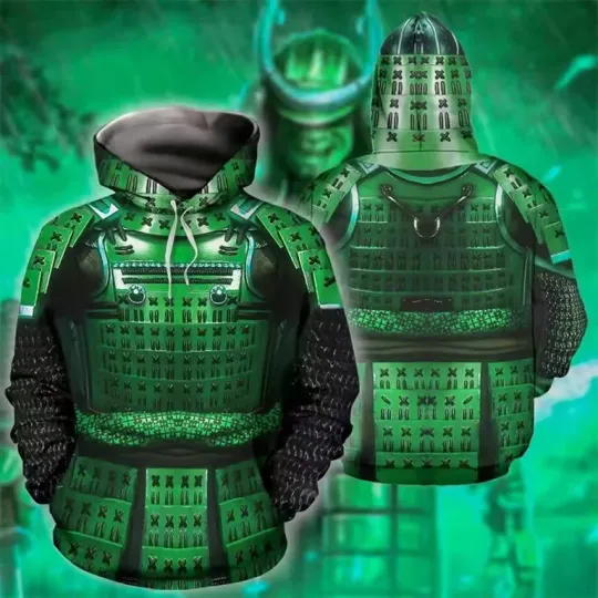 Viking Warrior Gear 3D Armor Print Hoodie Men's Lightweight Pullover