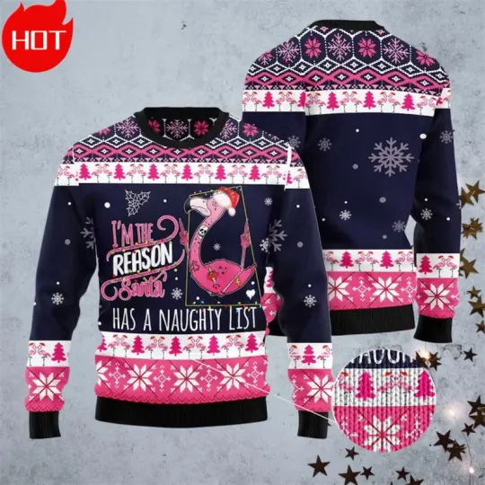 Discover 3D Happy Christmas Printing Sweatshirts Xmas Flamingos Graphic Christmas Jumpers Men Funny Streetwear Ugly Christmas Sweatshirts