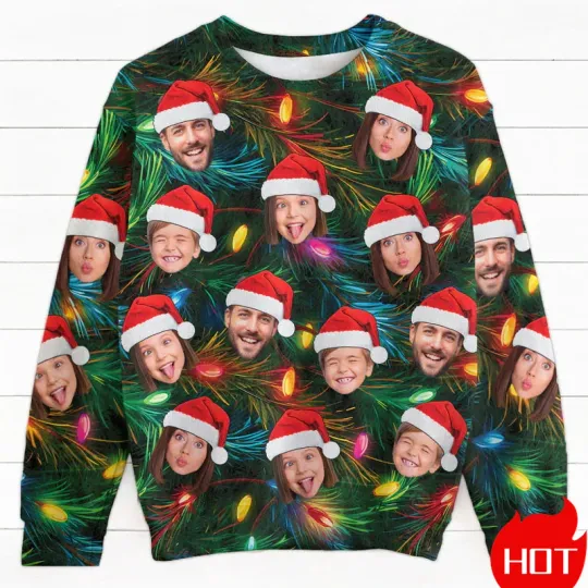 Custom Your Photo 3D Print Ugly Christmas Sweater DIY Face Family Pullovers Funny Image Personalized Sweatshirt Xmas Gift Unisex