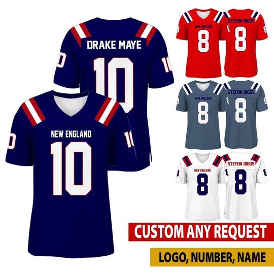 Discover Personalized New England Football Jersey, Jersey For Men With Your Team Name, New England Stefon Diggs Fan Jersey