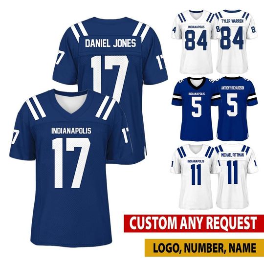 Discover Personalized Indianapolis Football Jersey, Jersey For Men With Your Team Name, Daniel Jones Tyler Warren Gift For Fan Jersey