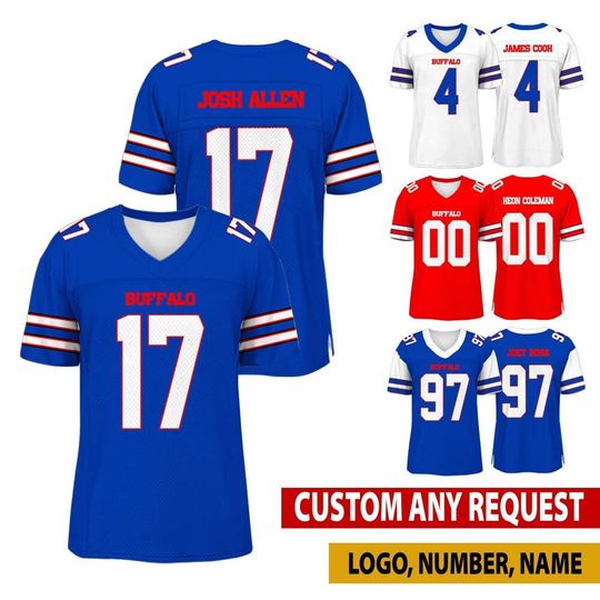 Personalized Buffalo Football Jersey, Jersey For Men With Your Team Name, Josh Allen Jame Cook Gift For Fan Jersey