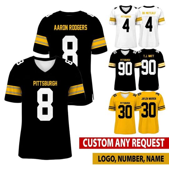 Discover Personalized Pittsburgh Football Jersey, Jersey For Men With Your Team Name, Aaron Rodgers DK Metcalf Gift For Fan Jersey